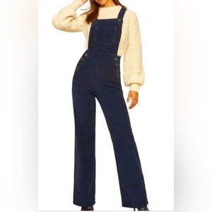 Reformation Navy Corduroy Baldwin Overalls, size 2